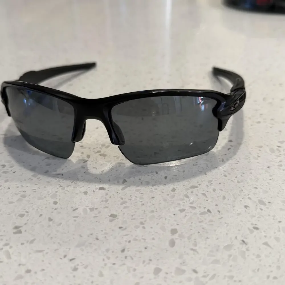 Oakley Flak 2.0 Sunglasses Mens Black Wrap Rimless Sport OO9188 Black Outdoor